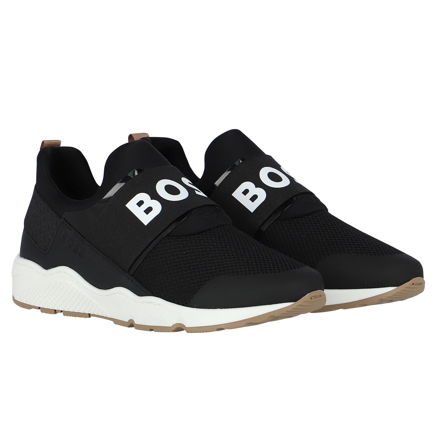 Boys Black Logo Trainers, 1, hi-res